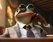 Business frog with a mission, concept style art