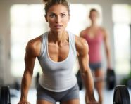 Strong woman deadlifting