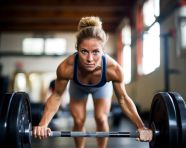 Closeup of woman deadlifting heavy weight