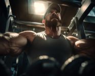 Athlete bench presses weight