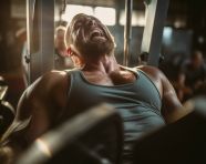 Powerlifting in slow motion bench press