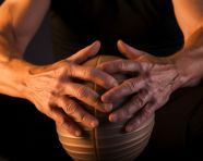 Hands on balance ball for fitness