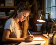 Creative thinker brainstorms in journal