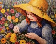 A woman pointillism painting