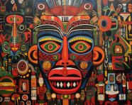 Dayak artwork in vibrant colors