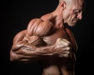 Male bodybuilder with huge arms
