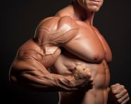 Fitness model poses with toned arms