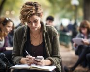 Young woman writes about dreams