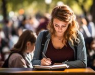 Teen girl pens thoughts in journal