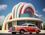 Contemporary architect designed modern house flowing curved structure,streamline moderne architecture