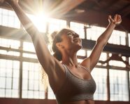 Woman in workout clothes doing yoga