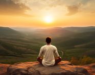 Hiker taking a break on summit
