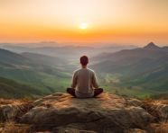 Peaceful moment on mountaintop