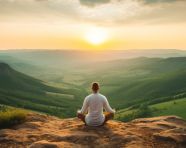 Spiritual seeker in mountain air