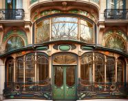 Beautiful big window building, art nouveau architecture