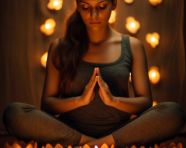 Man in lotus position eyes closed