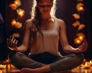 Woman in lotus pose, hands on knees