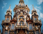 Beautiful baroque facade, baroque architecture