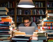 Student studying in library