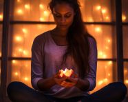 Yoga pose in dimly lit space