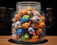 Glass jar full of colourful candy