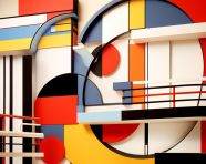 Minimalist architecture, modern facade of a building, colored, bauhaus architecture