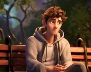 Youngster enjoying the sun on a park bench