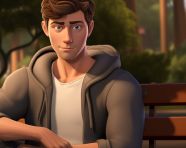 Peaceful moment for a man on a park bench