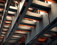 Modern office building exterior, brutalism architectural