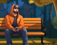 Relaxing on a bench in the park with a hoodie