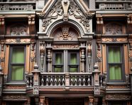 Close-up view of apartment buildings ,cast iron architecture 02