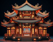 Chinese architecture at night in yuyuan which is the old town city, chinese architecture