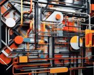 Crazy sketch random pattern, constructivist architecture