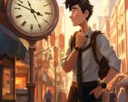 Person in a hurry checking watch on city street