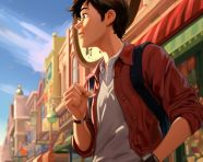 Late for work person checks watch anxiously