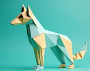 Blue fox paper art