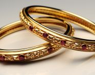 Traditional gold and red bangles
