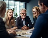 Businessmen brainstorming in office