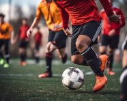 Soccer player on the attack