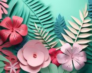 Pink paper cut leaves decoration