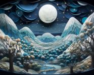 Paper art forest at night