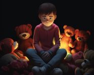 Child trapped in dark room with fears