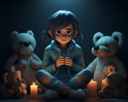 Child overcomes fears in dark room