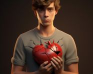 Sad person with broken heart