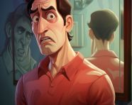 A man is standing in front of a mirror