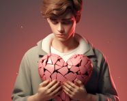 Devastated person with broken heart