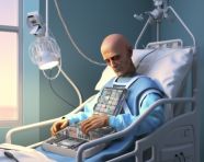 Hospitalized man hooked up to machines