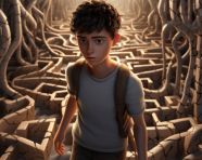 A person walking through a maze