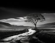 Dramatic black and white landscape