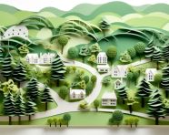 Creative paper art design of countryside